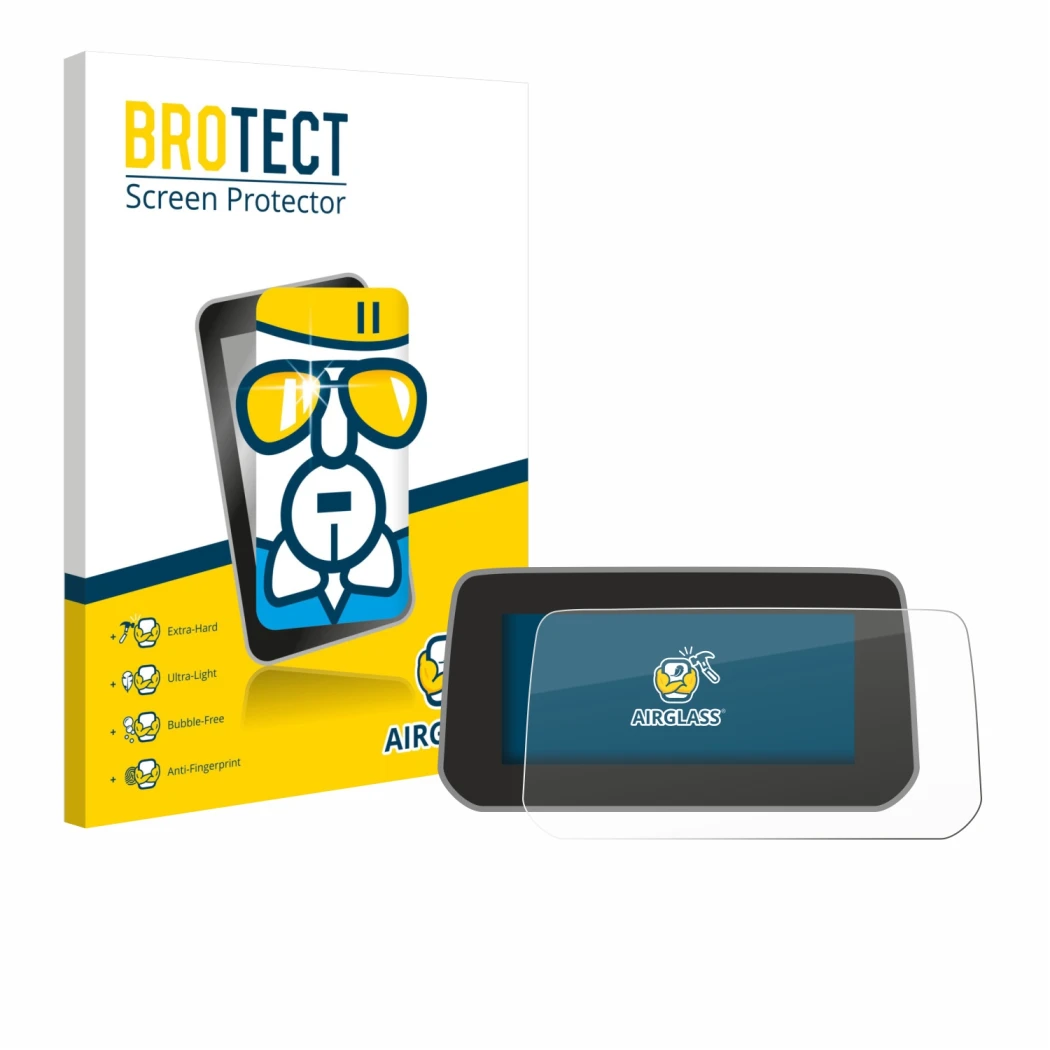 Face avant d’un emballage produit avec le logo de la marque BROTECT. À côté, l’appareil Mazda CX-5 2020 est représenté avec la