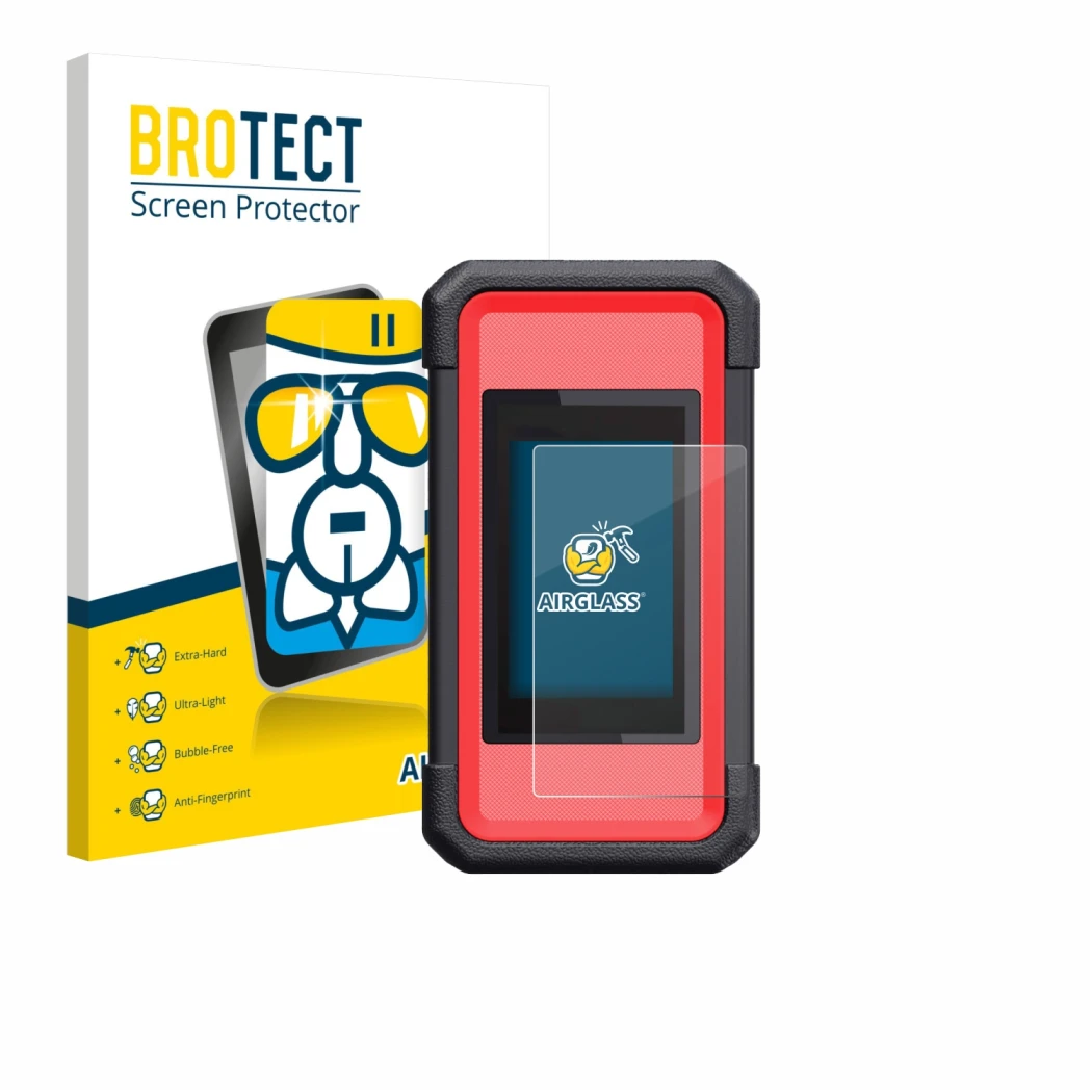 Face avant d’un emballage produit avec le logo de la marque BROTECT. À côté, l’appareil Launch X431 SmartLink C V2.0 est repré