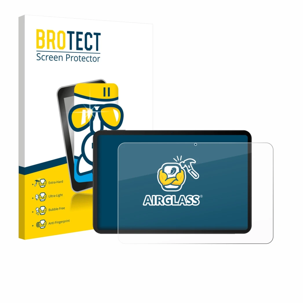 Face avant d’un emballage produit avec le logo de la marque BROTECT. À côté, l’appareil Doogee Tab G6 Max est représenté avec
