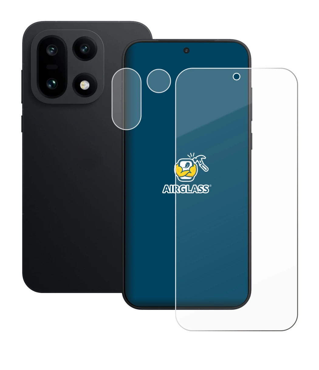 Image de l'appareil OnePlus 15 (Avant+Caméra) avec une grande variété de protections d'écran.