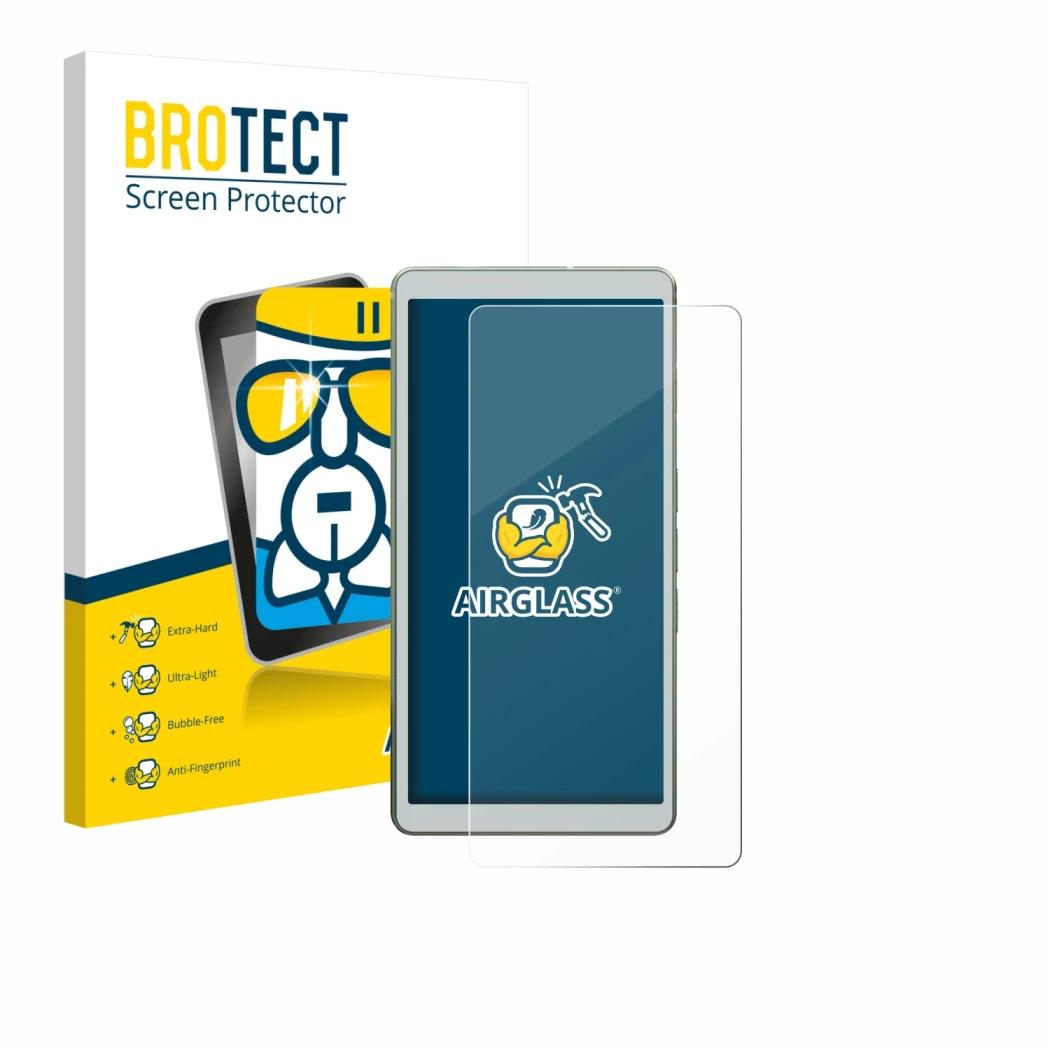 Face avant d’un emballage produit avec le logo de la marque BROTECT. À côté, l’appareil Viwoods AiPaper Reader est représenté