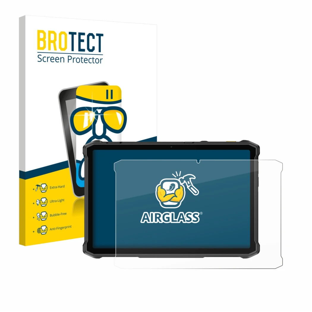 Face avant d’un emballage produit avec le logo de la marque BROTECT. À côté, l’appareil Ulefone Armor Pad 5 Pro est représenté