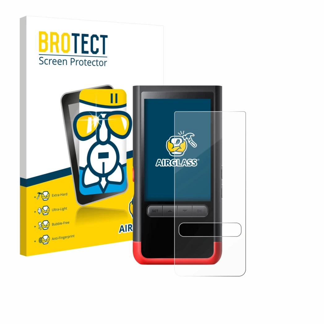 Face avant d’un emballage produit avec le logo de la marque BROTECT. À côté, l’appareil ThermoMaven P2 est représenté avec la