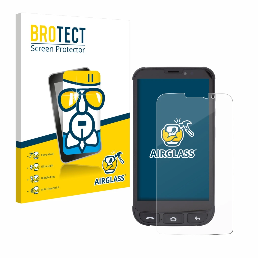 Face avant d’un emballage produit avec le logo de la marque BROTECT. À côté, l’appareil Olympia Neo Mini est représenté avec l