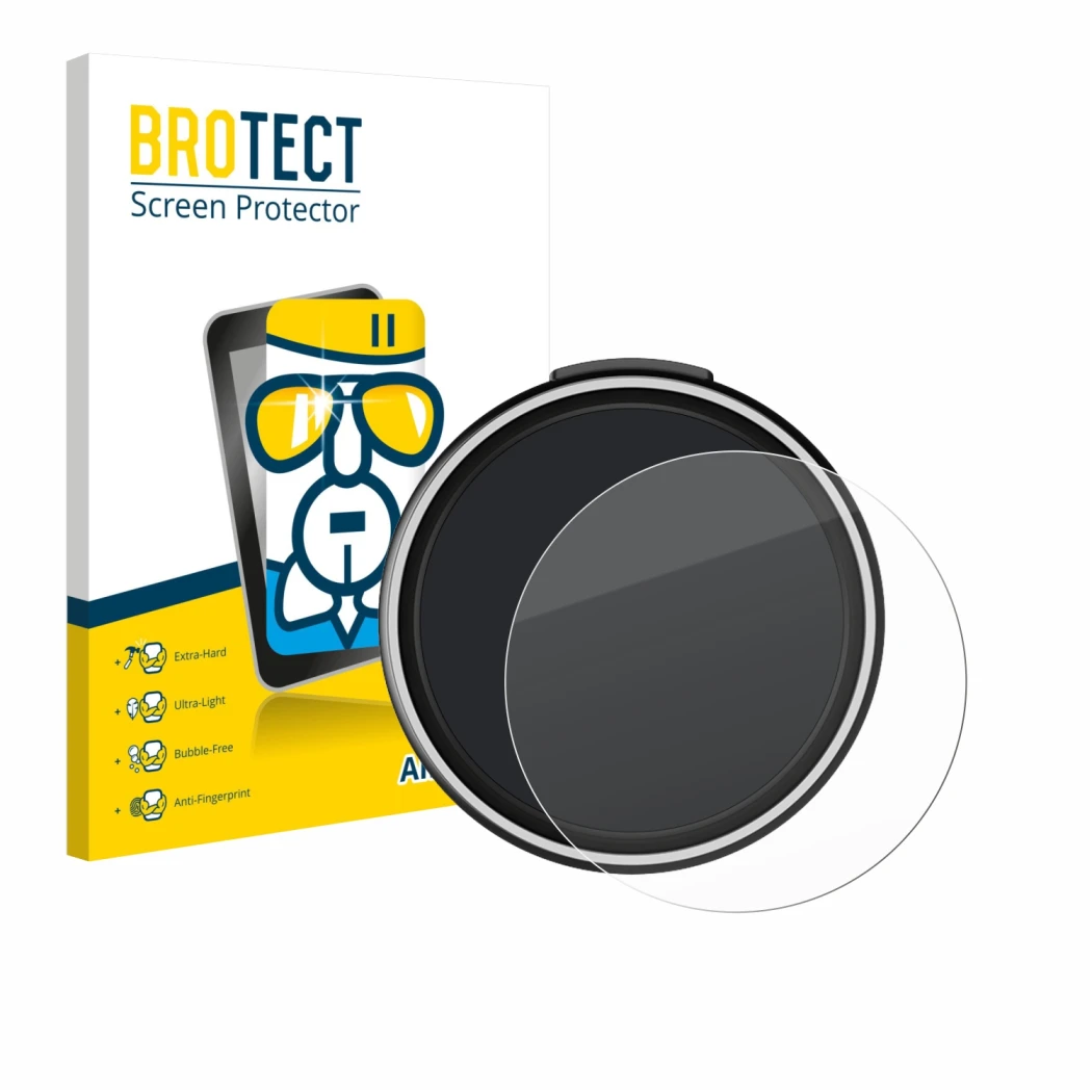 Face avant d’un emballage produit avec le logo de la marque BROTECT. À côté, l’appareil OOONO CO-Driver NO2 Plus est représent