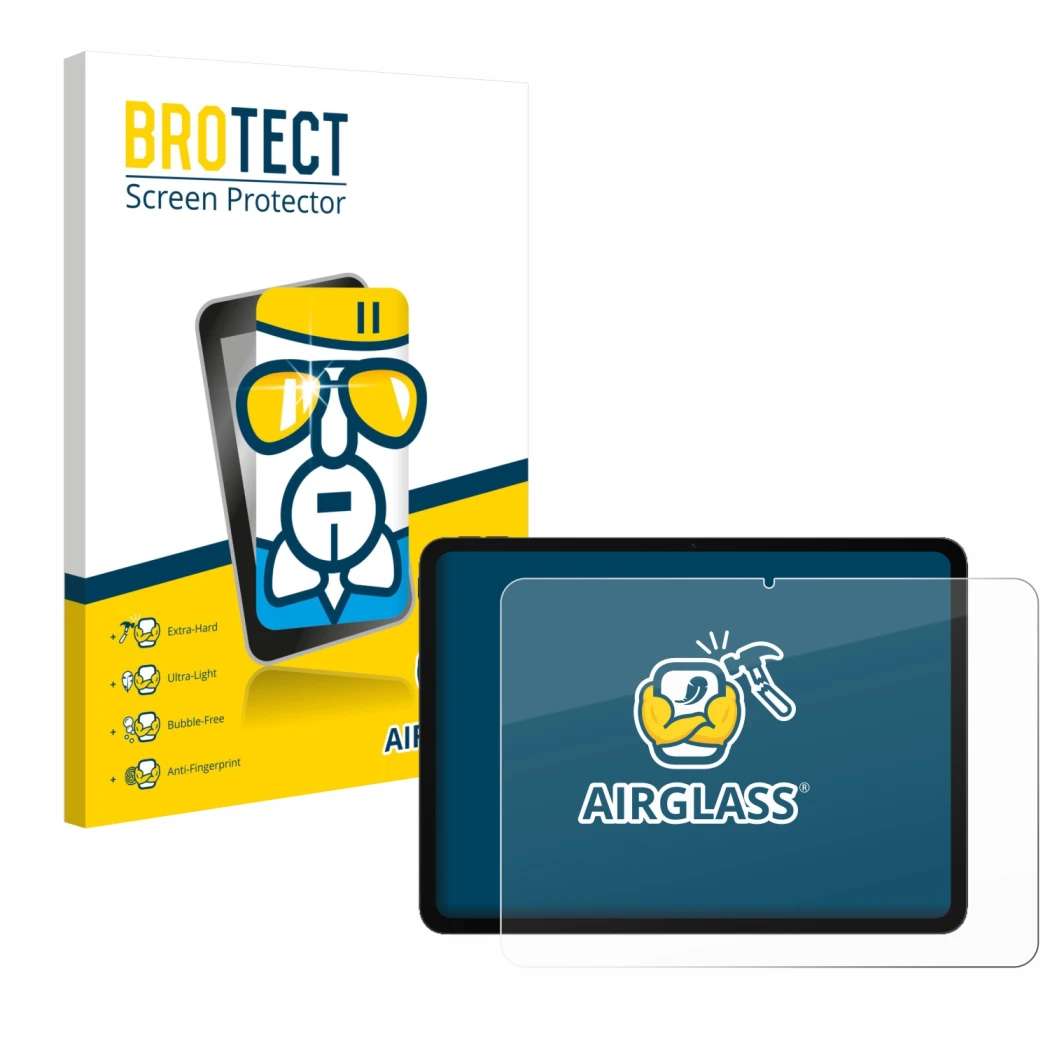 Face avant d’un emballage produit avec le logo de la marque BROTECT. À côté, l’appareil OnePlus Pad Go 2 est représenté avec l