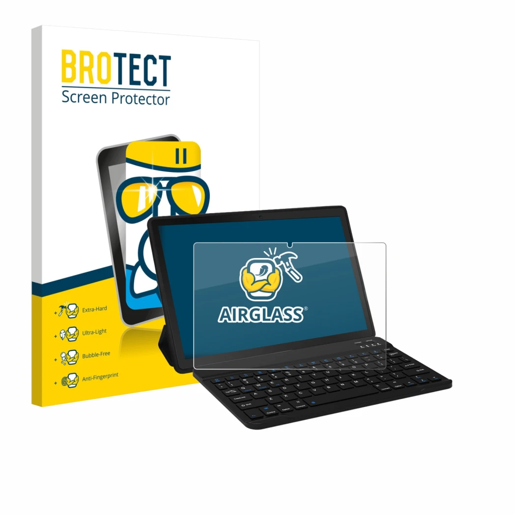 Face avant d’un emballage produit avec le logo de la marque BROTECT. À côté, l’appareil Laptok YXPA7LBK 11