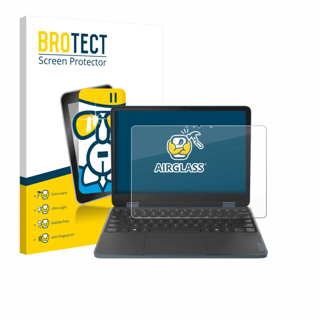 Face avant d’un emballage produit avec le logo de la marque BROTECT. À côté, l’appareil Lenovo 500w 2-in-1 Gen 5 est représent