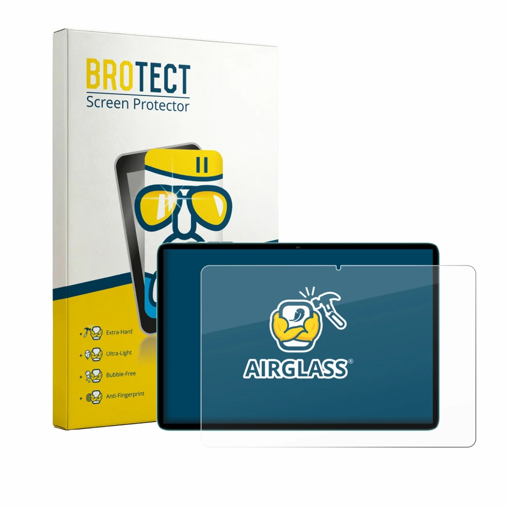 Face avant d’un emballage produit avec le logo de la marque BROTECT. À côté, l’appareil Teclast P33 est représenté avec la pro