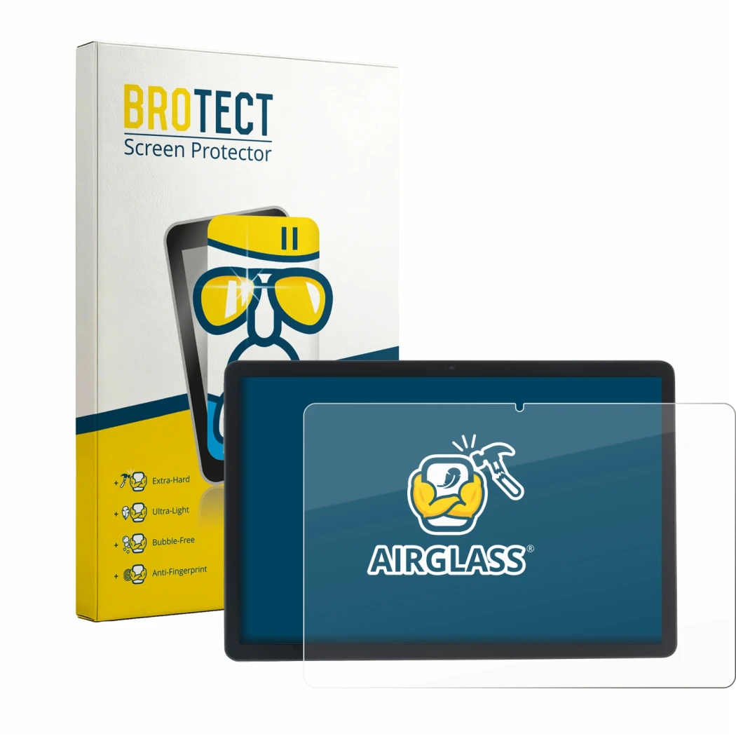 Face avant d’un emballage produit avec le logo de la marque BROTECT. À côté, l’appareil Acepad A172 est représenté avec la pro