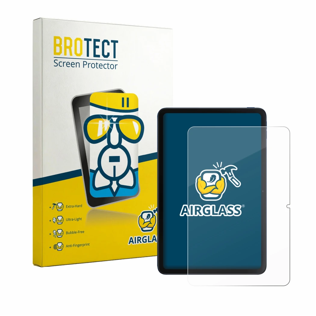 Face avant d’un emballage produit avec le logo de la marque BROTECT. À côté, l’appareil Xiaomi Poco Pad C1 est représenté avec
