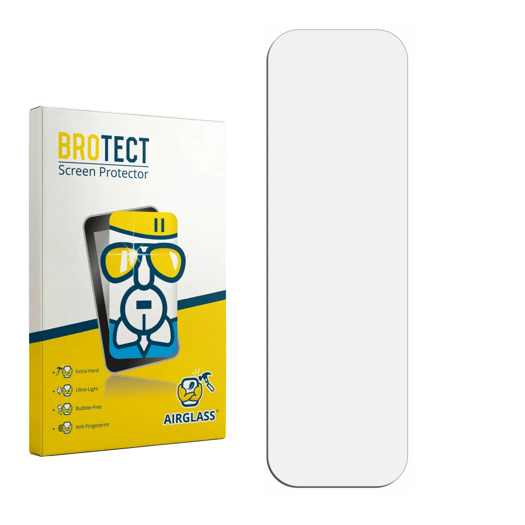 Face avant d’un emballage produit avec le logo de la marque BROTECT. À côté se trouve la protection d’écran correspondante.