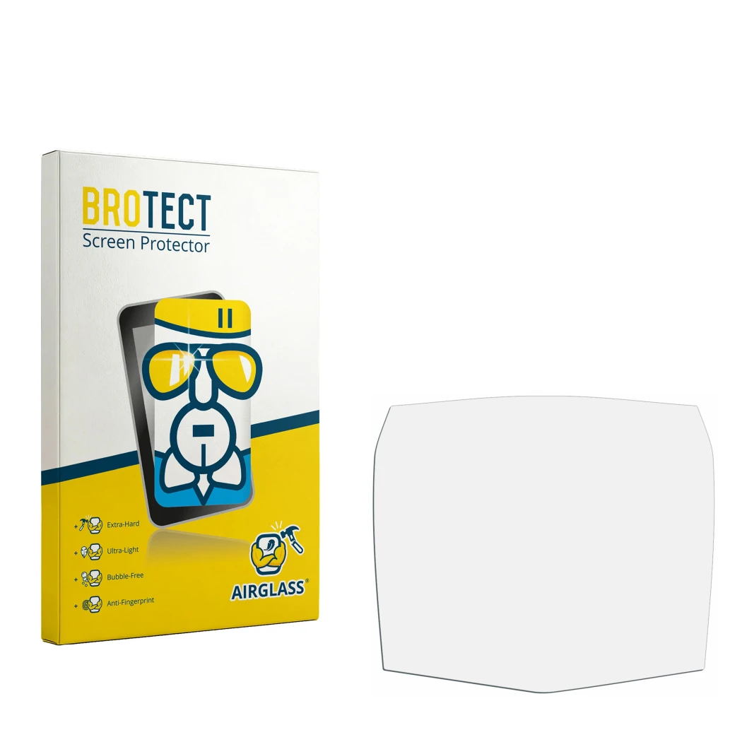 Face avant d’un emballage produit avec le logo de la marque BROTECT. À côté se trouve la protection d’écran correspondante.