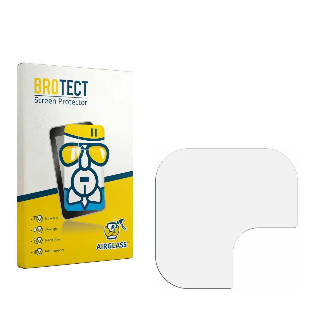 Face avant d’un emballage produit avec le logo de la marque BROTECT. À côté se trouve la protection d’écran correspondante.