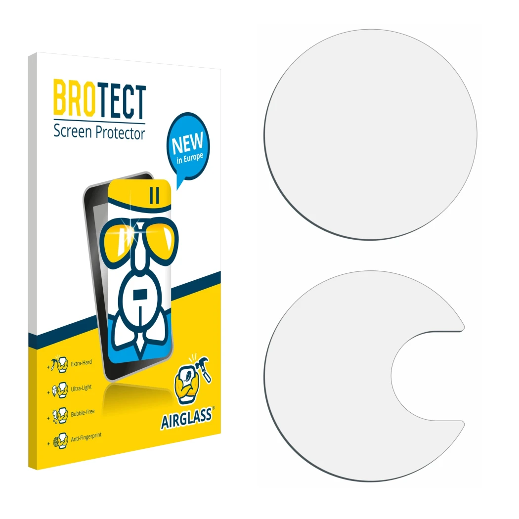 Face avant d’un emballage produit avec le logo de la marque BROTECT. À côté se trouve la protection d’écran correspondante.