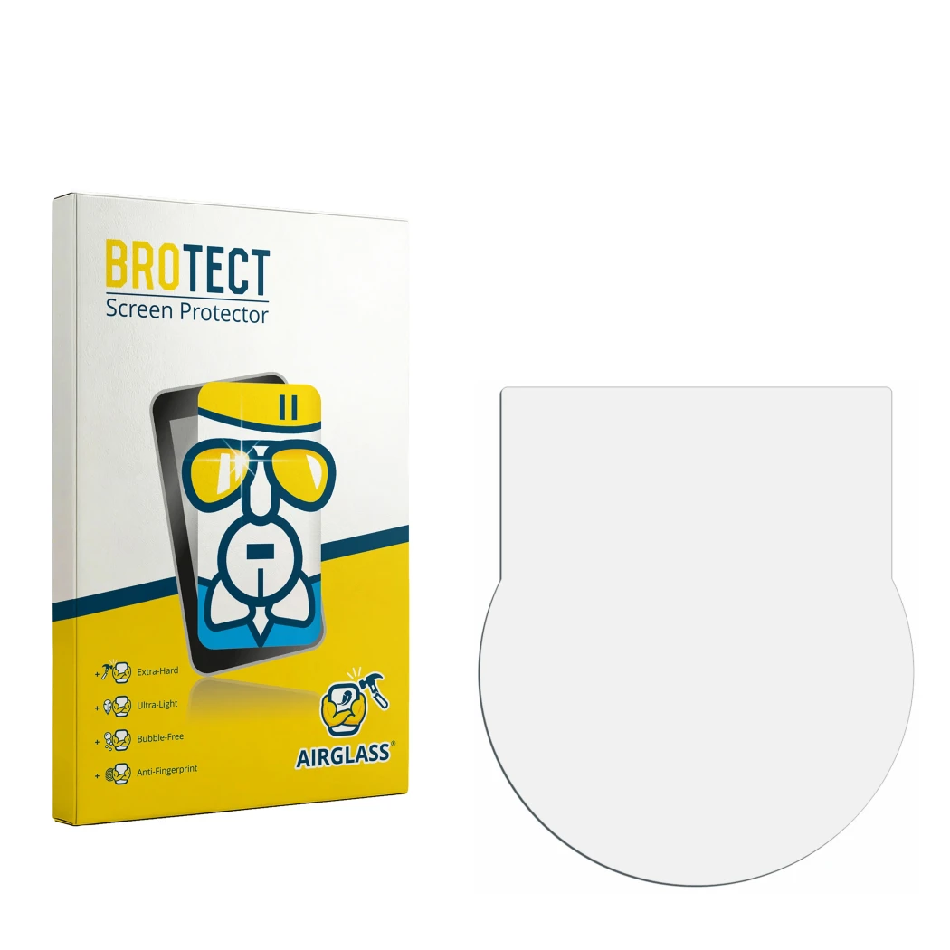 Face avant d’un emballage produit avec le logo de la marque BROTECT. À côté se trouve la protection d’écran correspondante.