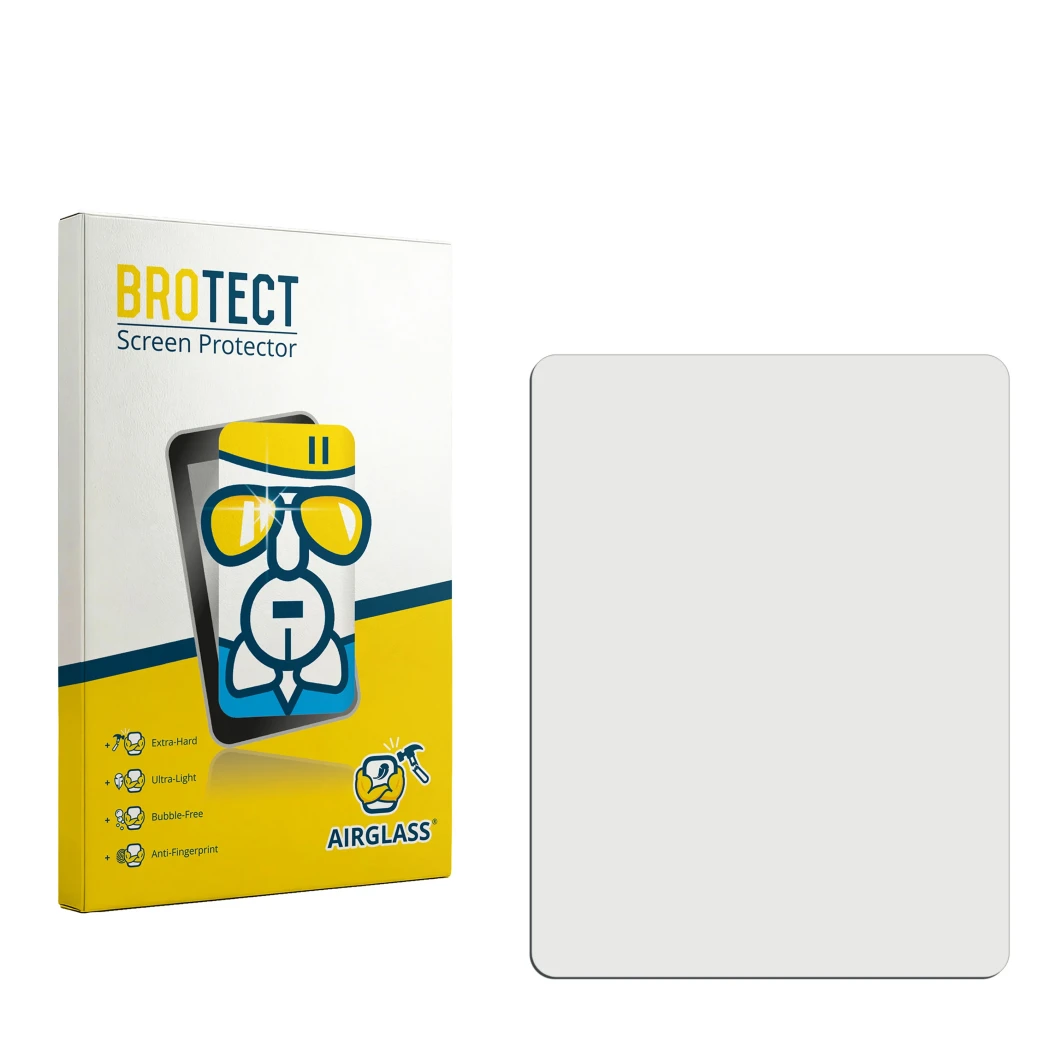 Face avant d’un emballage produit avec le logo de la marque BROTECT. À côté se trouve la protection d’écran correspondante.