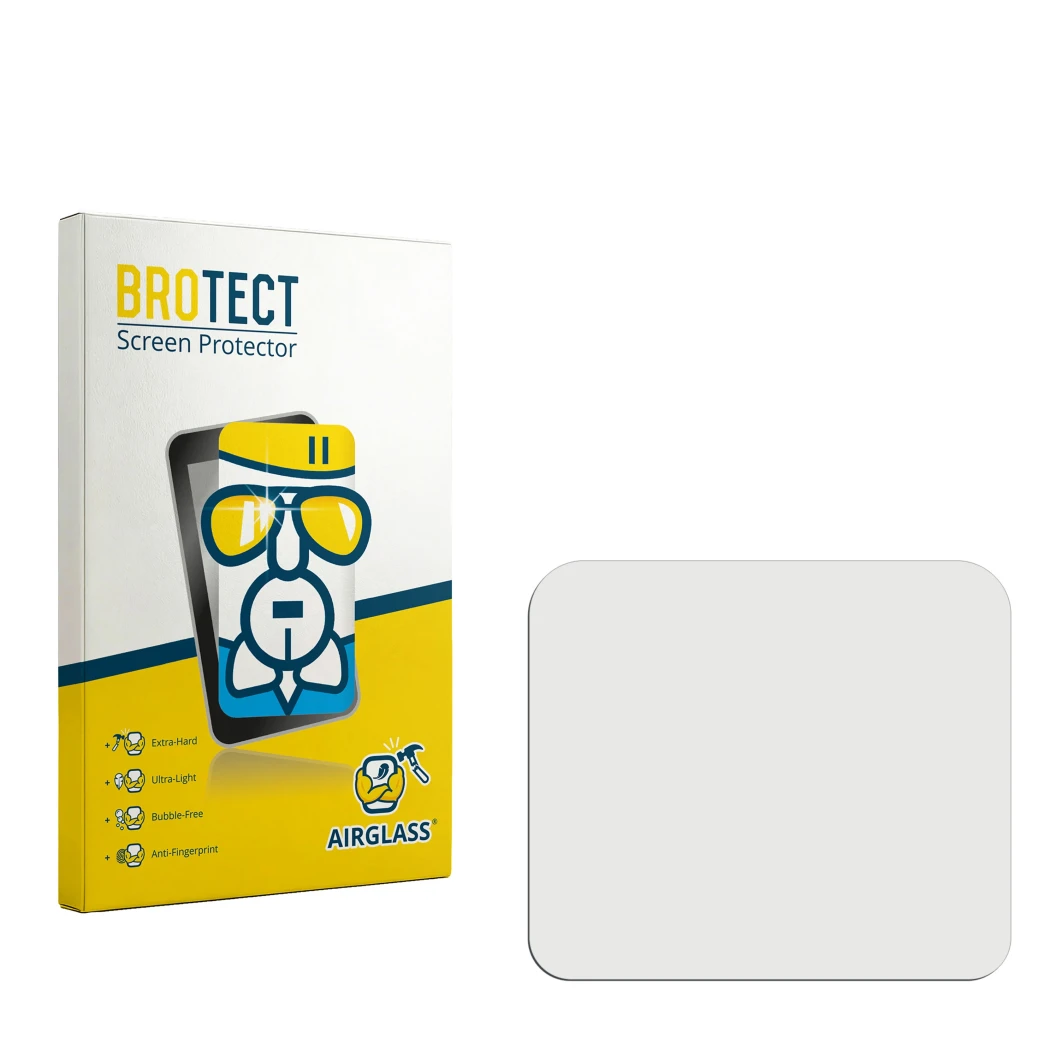 Face avant d’un emballage produit avec le logo de la marque BROTECT. À côté se trouve la protection d’écran correspondante.
