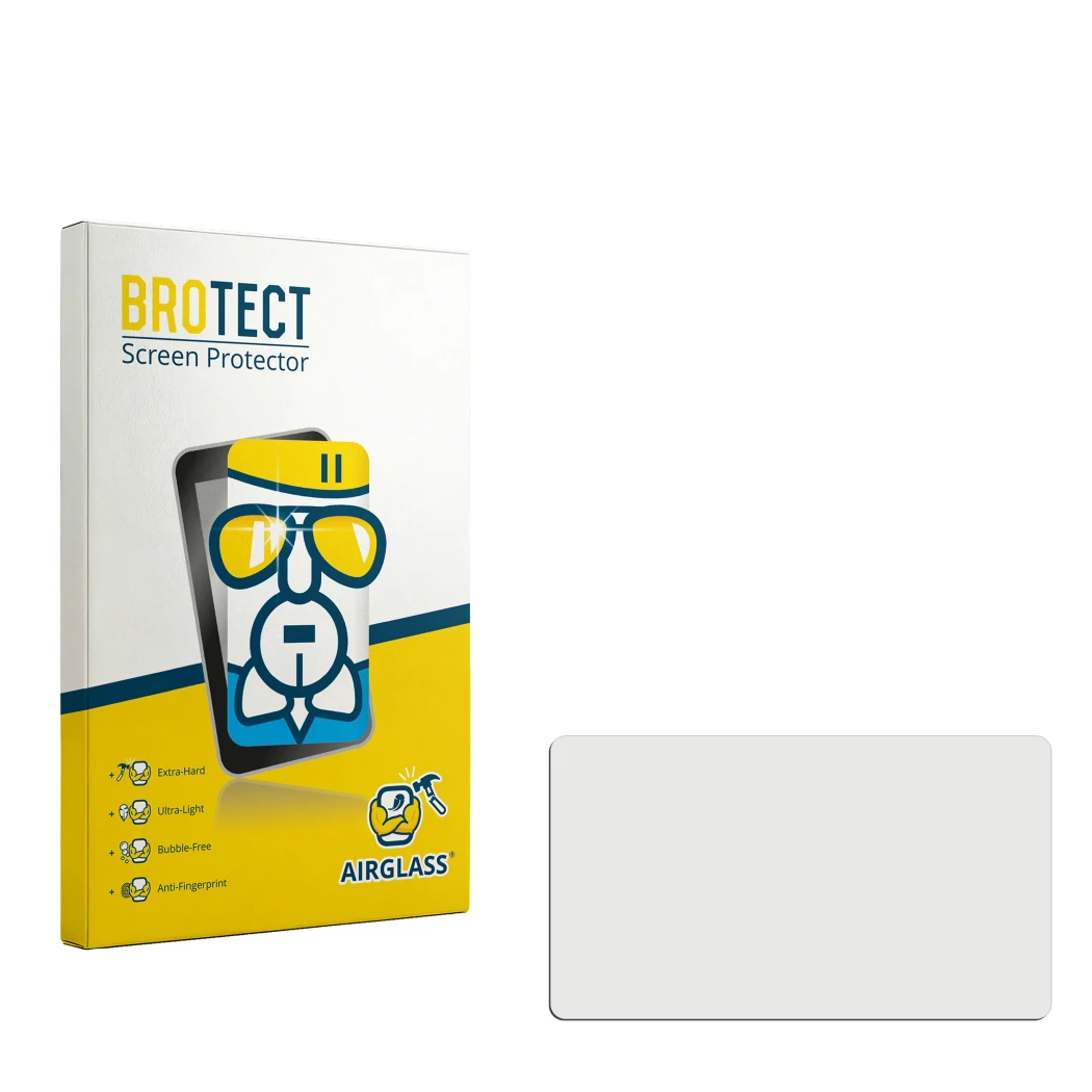 Face avant d’un emballage produit avec le logo de la marque BROTECT. À côté se trouve la protection d’écran correspondante.