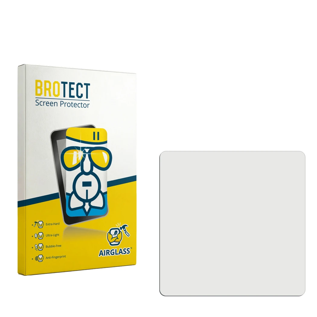 Face avant d’un emballage produit avec le logo de la marque BROTECT. À côté se trouve la protection d’écran correspondante.