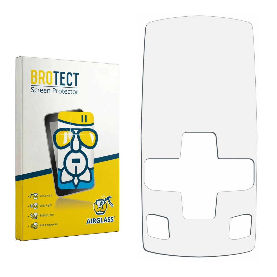 Face avant d’un emballage produit avec le logo de la marque BROTECT. À côté se trouve la protection d’écran correspondante.