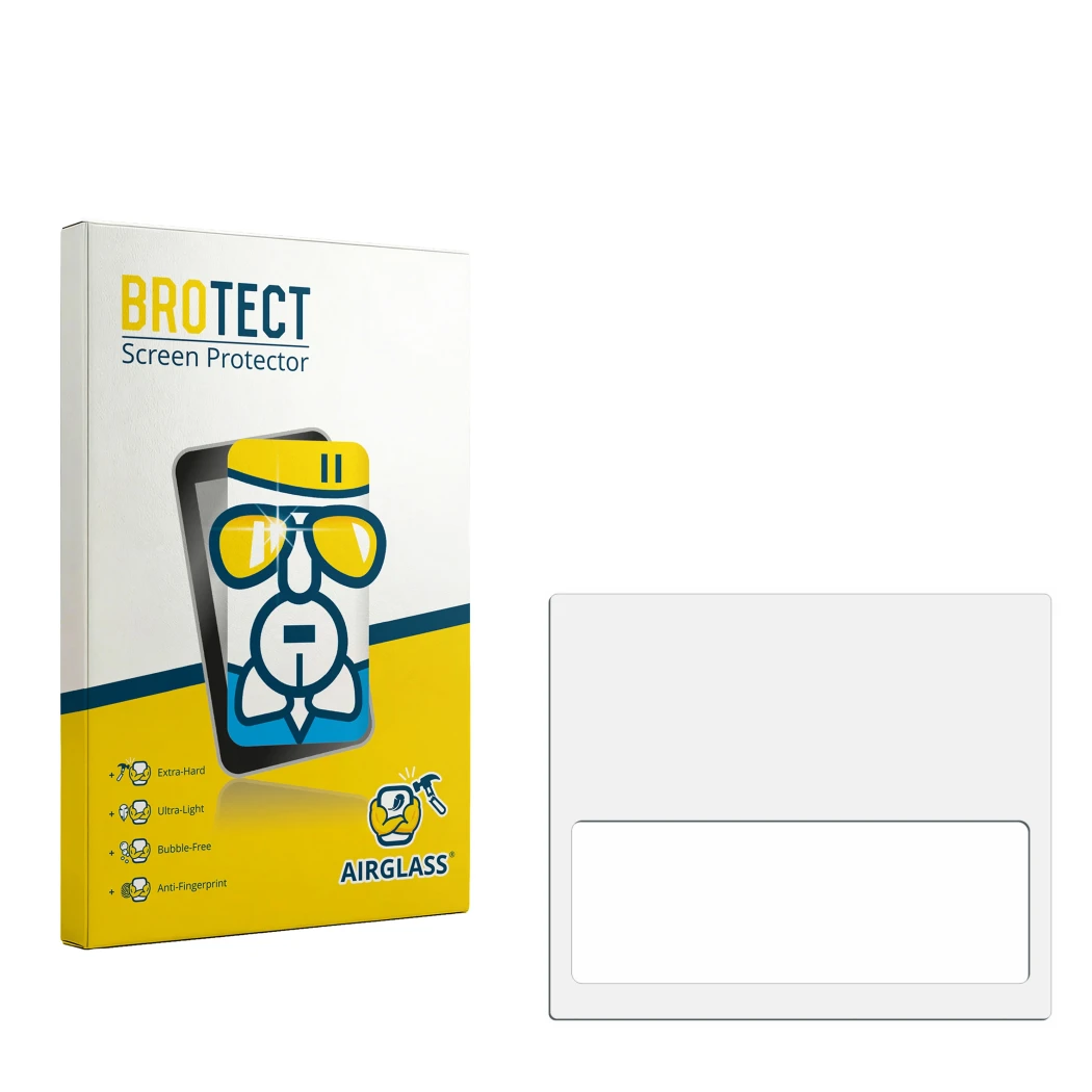 Face avant d’un emballage produit avec le logo de la marque BROTECT. À côté se trouve la protection d’écran correspondante.