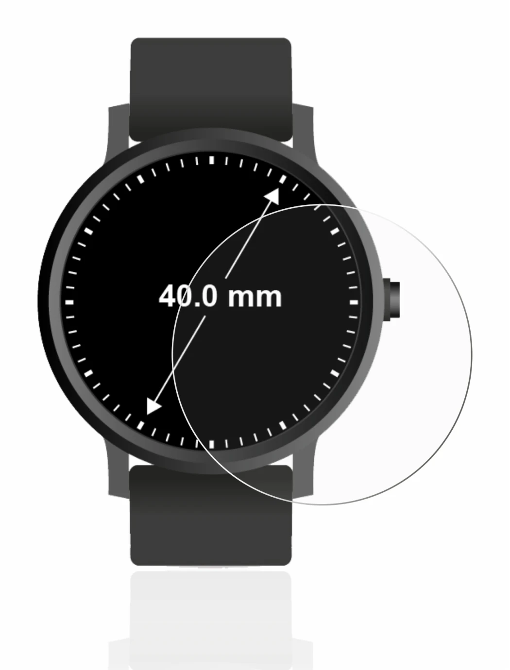 Image de l'appareil Montres (Circulaire, ø: 40 mm) avec une grande variété de protections d'écran.