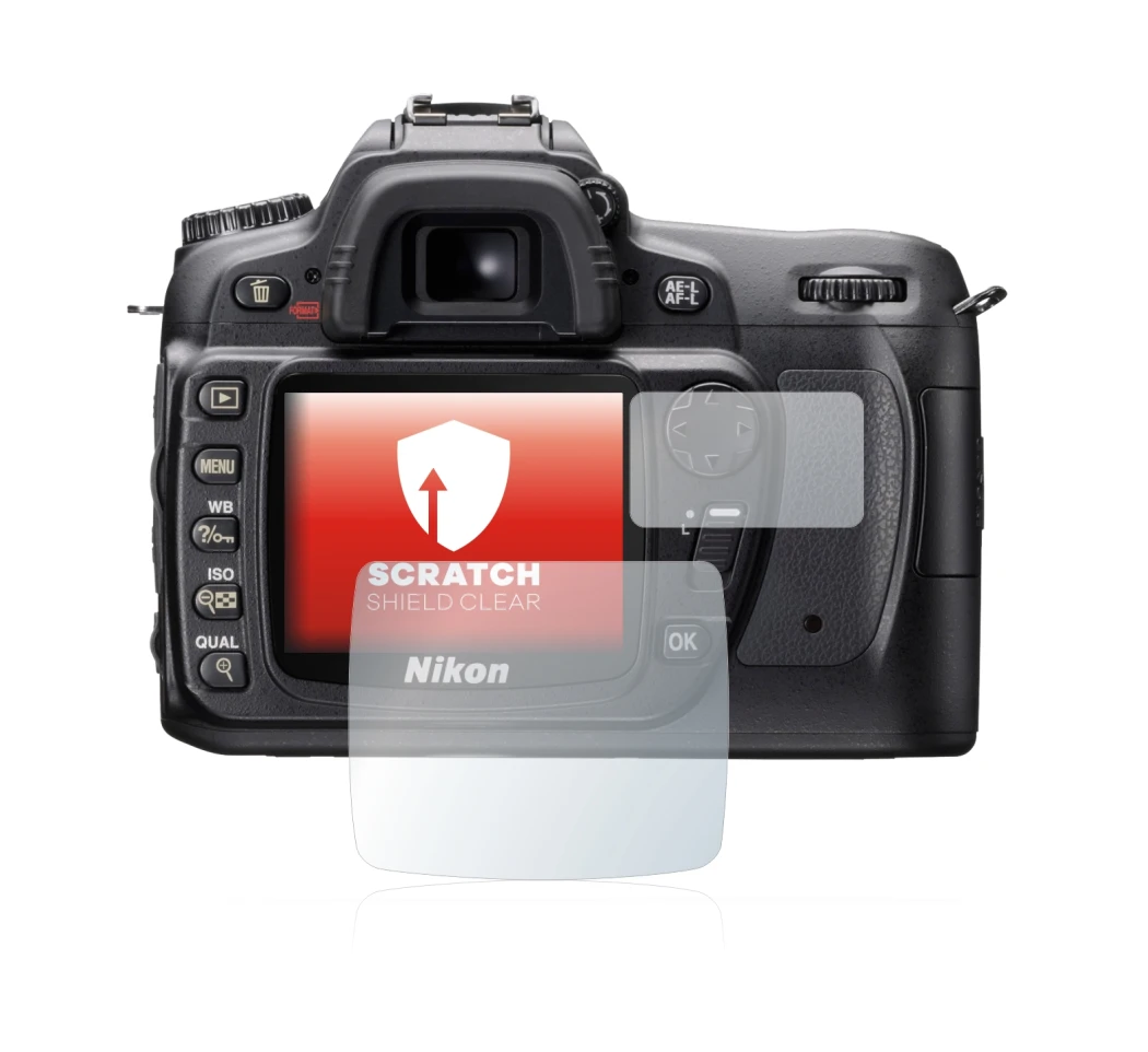 Image de l'appareil Nikon D80 avec une grande variété de protections d'écran.