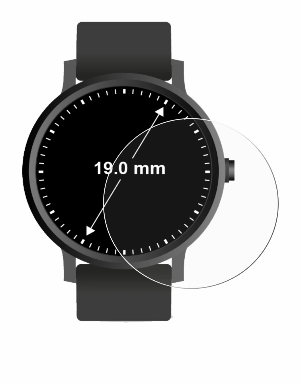 Image de l'appareil Montres (Circulaire, ø: 19 mm) avec une grande variété de protections d'écran.