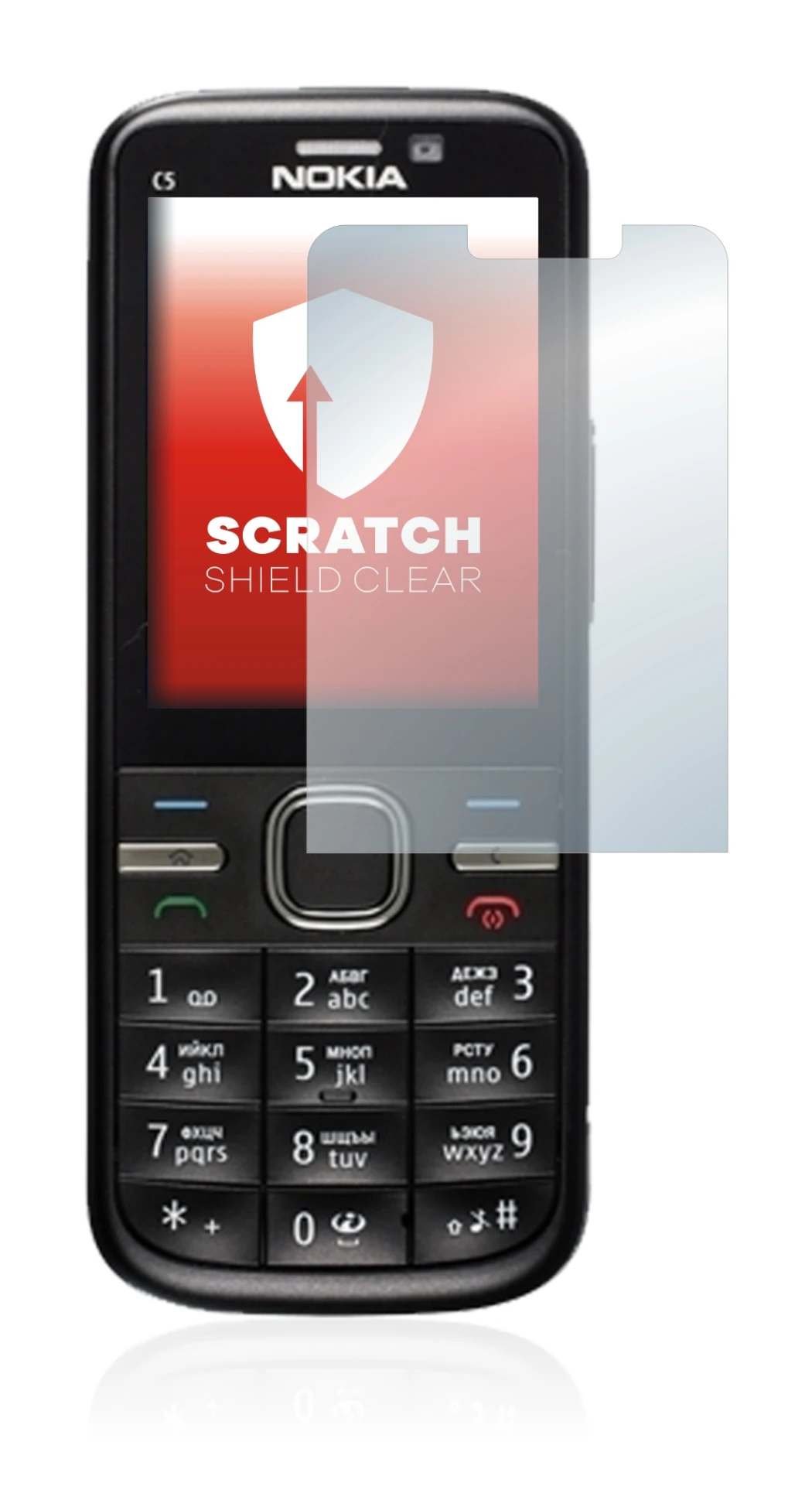 Image de l'appareil Nokia C5-00 avec une grande variété de protections d'écran.