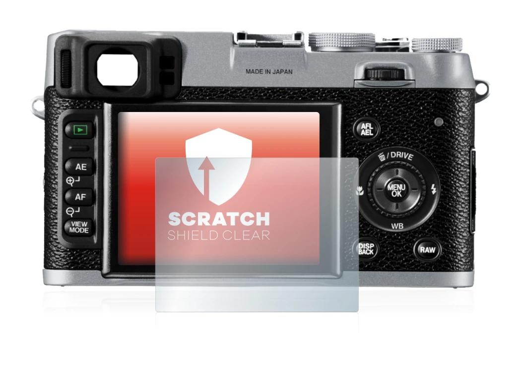 Image de l'appareil Fujifilm FinePix X100 avec une grande variété de protections d'écran.