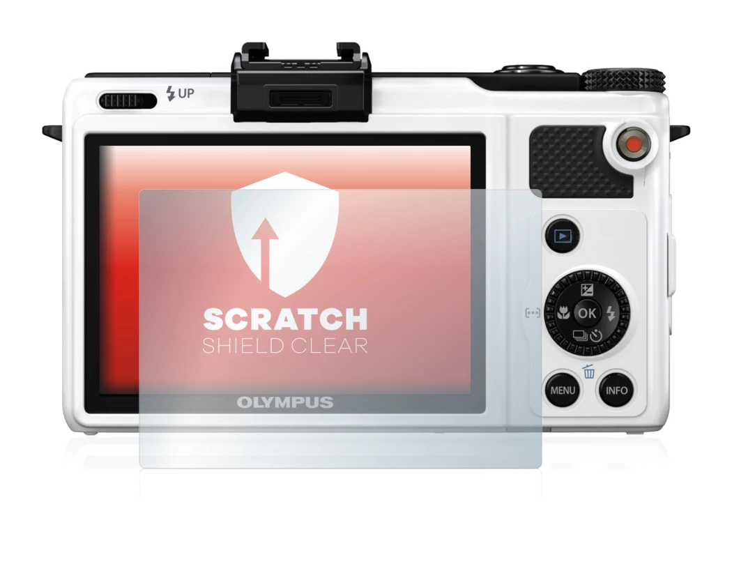 Image de l'appareil Olympus XZ-1 avec une grande variété de protections d'écran.