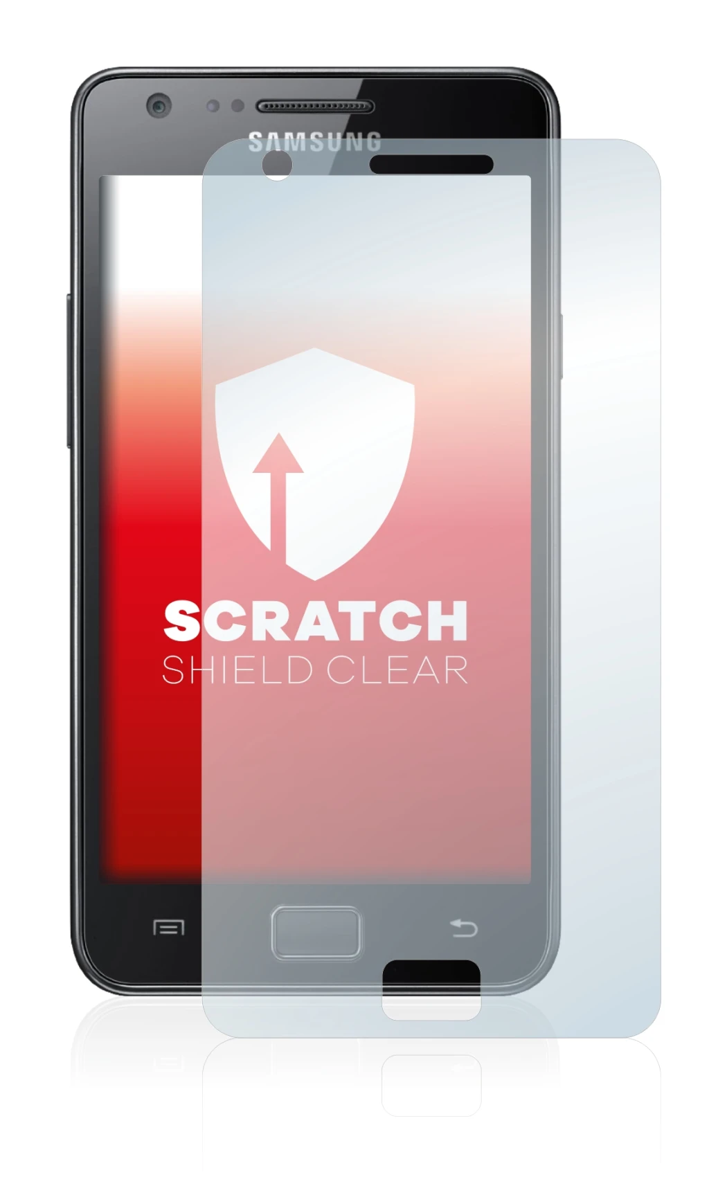 Image de l'appareil Samsung Galaxy S2 avec une grande variété de protections d'écran.