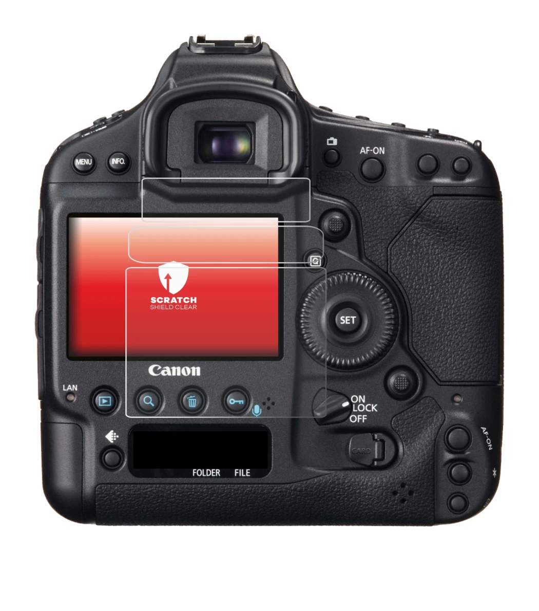 Image de l'appareil Canon EOS 1D X avec une grande variété de protections d'écran.