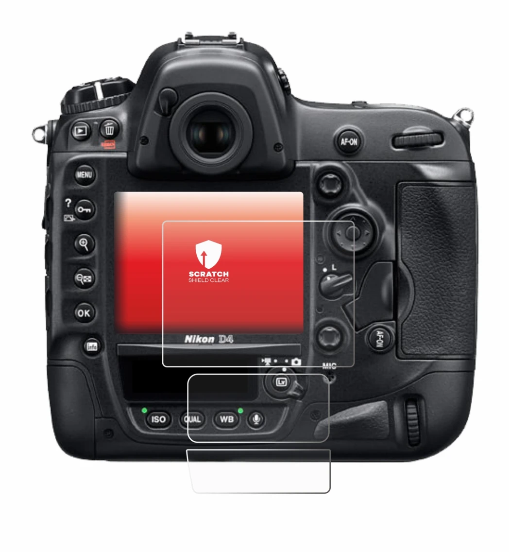Image de l'appareil Nikon D4 avec une grande variété de protections d'écran.