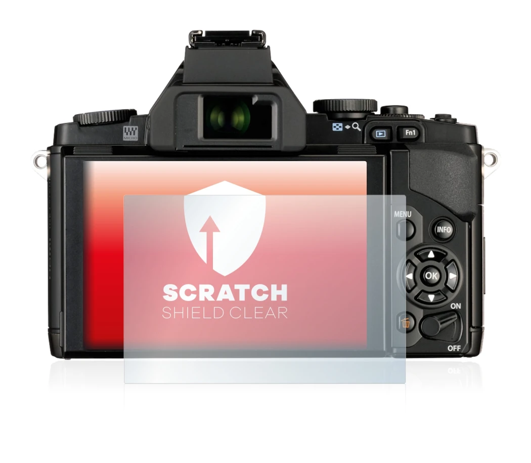 Image de l'appareil Olympus OM-D E-M5 avec une grande variété de protections d'écran.