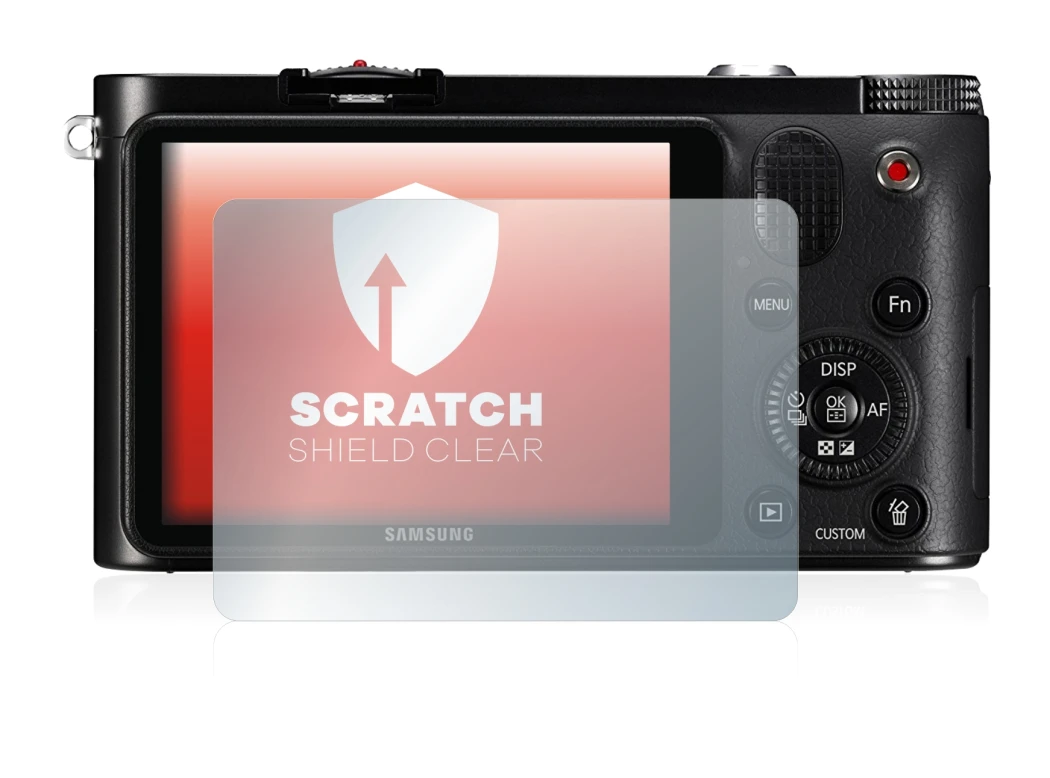 Image de l'appareil Samsung NX1000 avec une grande variété de protections d'écran.