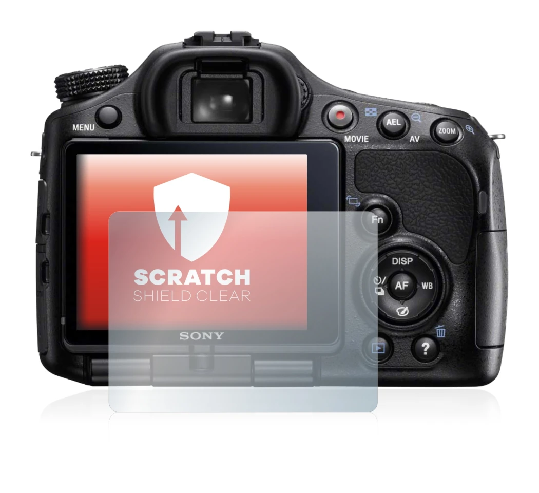 Image de l'appareil Sony Alpha 57 (SLT-A57) avec une grande variété de protections d'écran.