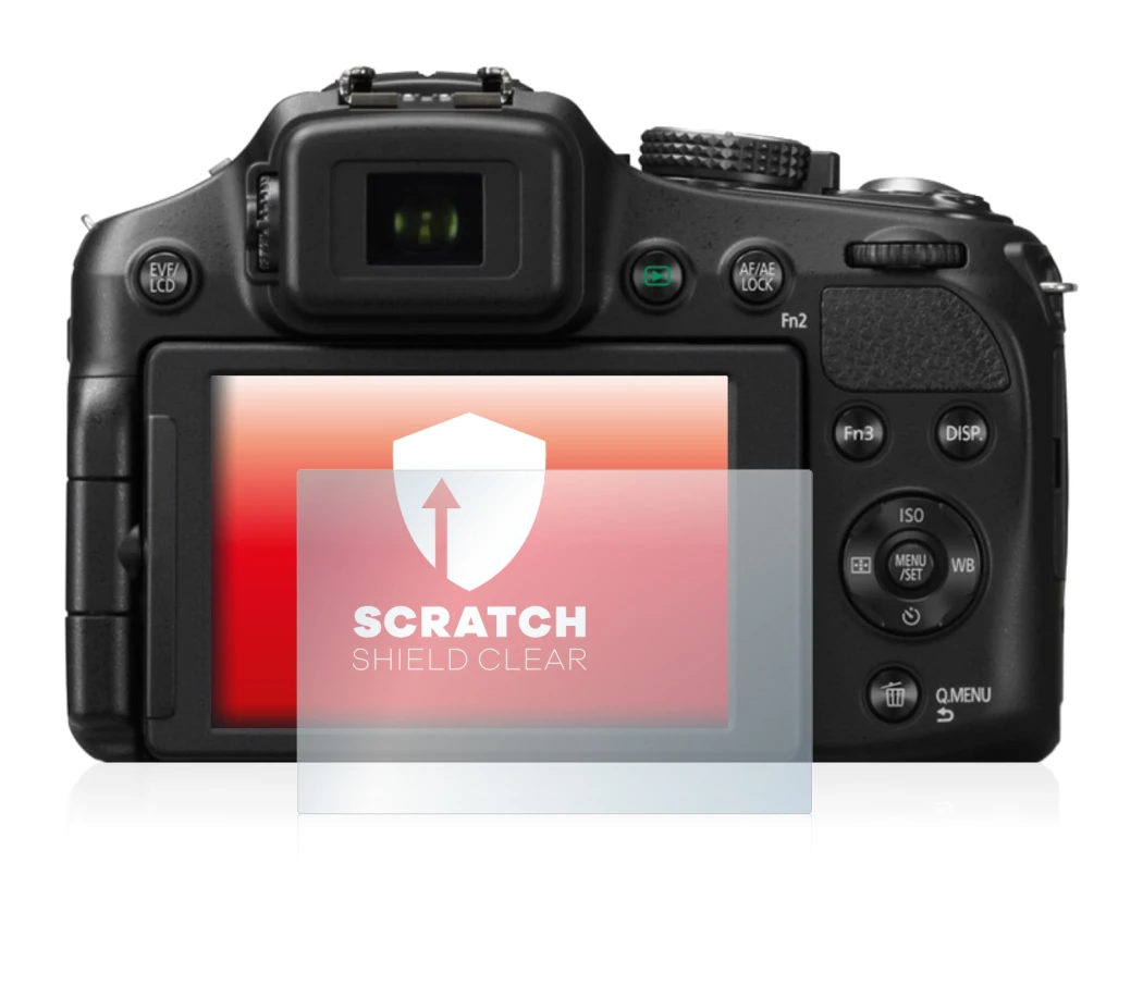 Image de l'appareil Panasonic Lumix DMC-FZ200 avec une grande variété de protections d'écran.