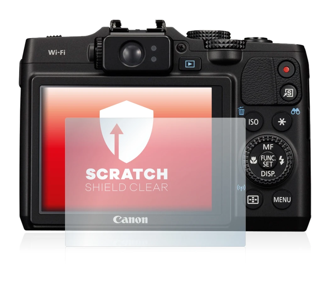 Image de l'appareil Canon PowerShot G16 avec une grande variété de protections d'écran.