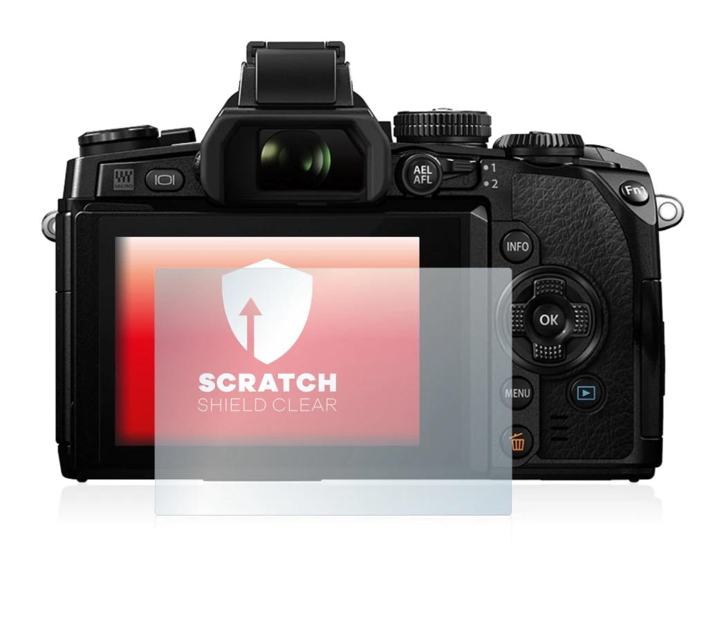 Image de l'appareil Olympus OM-D E-M1 avec une grande variété de protections d'écran.