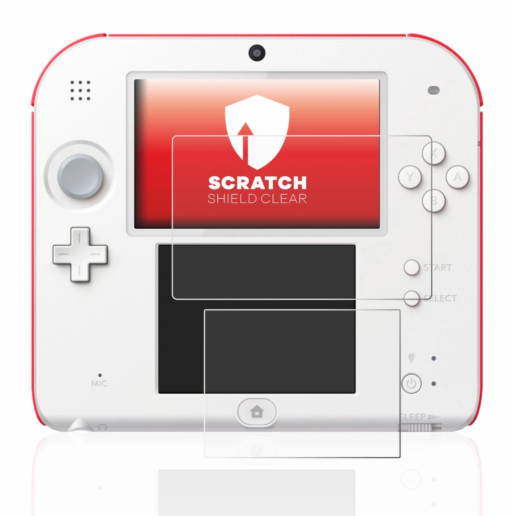 Image de l'appareil Nintendo 2DS avec une grande variété de protections d'écran.