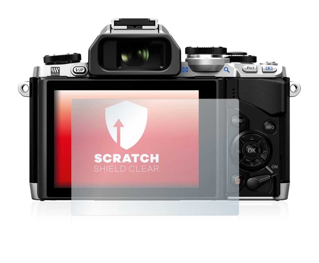 Image de l'appareil Olympus OM-D E-M10 avec une grande variété de protections d'écran.
