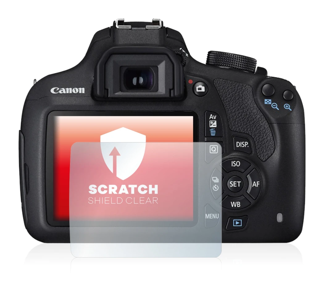 Image de l'appareil Canon EOS 1200D avec une grande variété de protections d'écran.