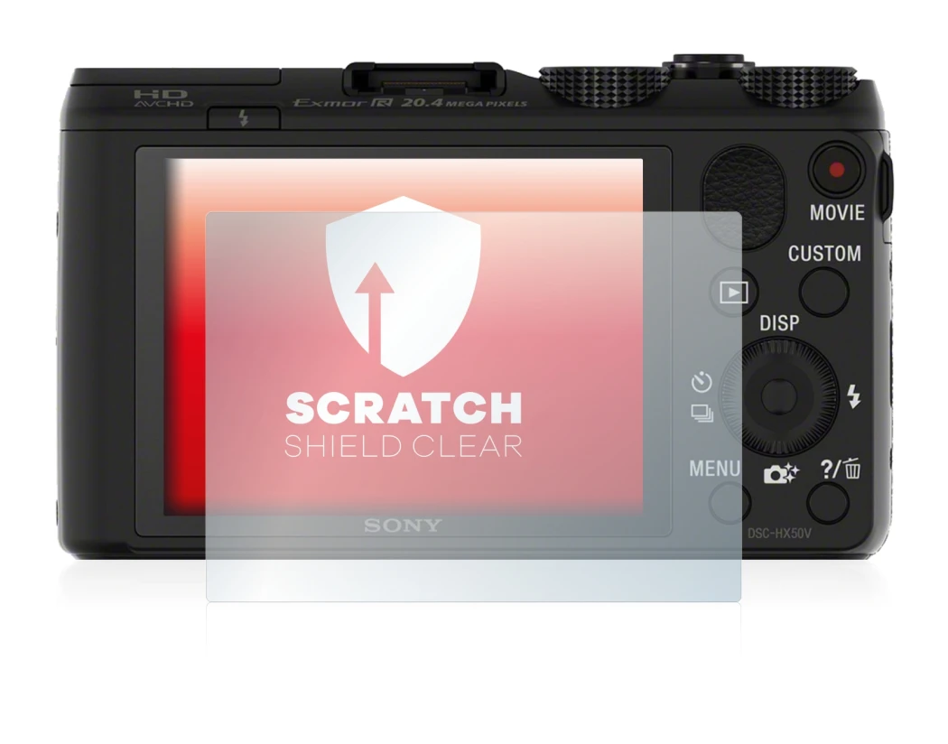 Image de l'appareil Sony Cyber-Shot DSC-HX50 avec une grande variété de protections d'écran.