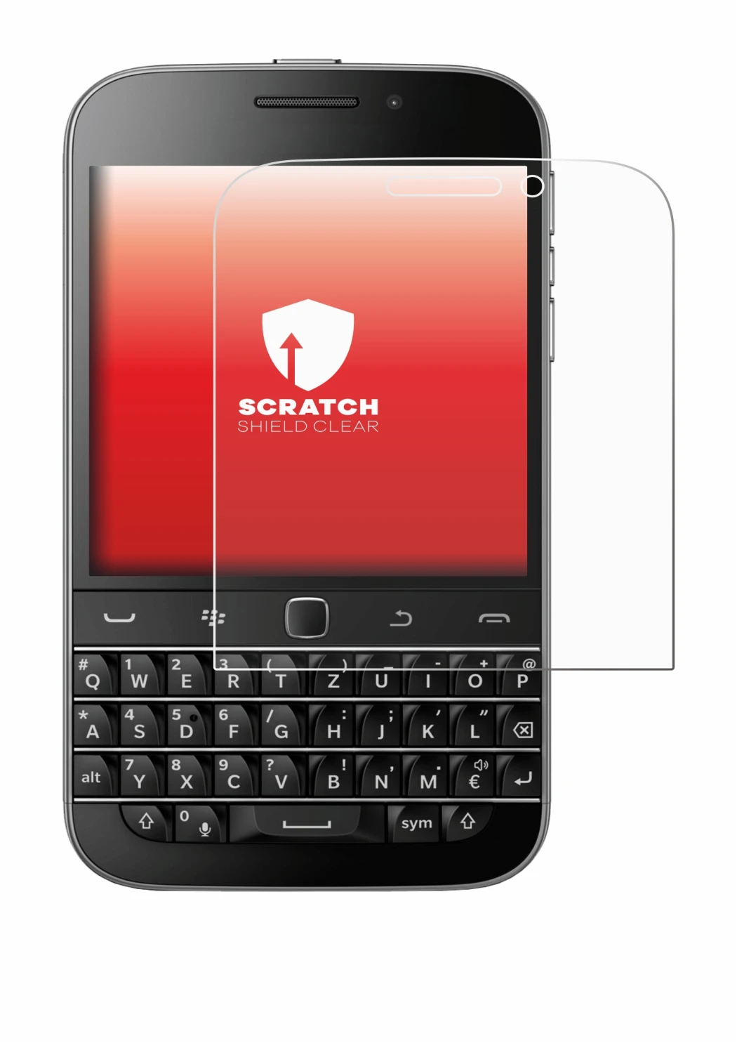 Image de l'appareil Blackberry Classic Q20 avec une grande variété de protections d'écran.