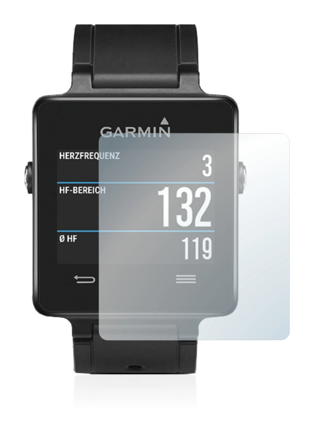 Image de l'appareil Garmin vivoactive avec une grande variété de protections d'écran.