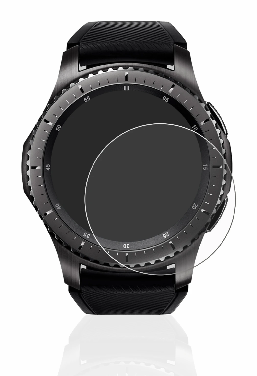Image de l'appareil Samsung Gear S3 Frontier avec une grande variété de protections d'écran.