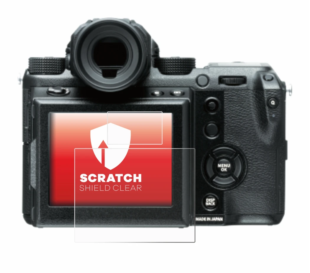 Image de l'appareil Fujifilm GFX50S avec une grande variété de protections d'écran.
