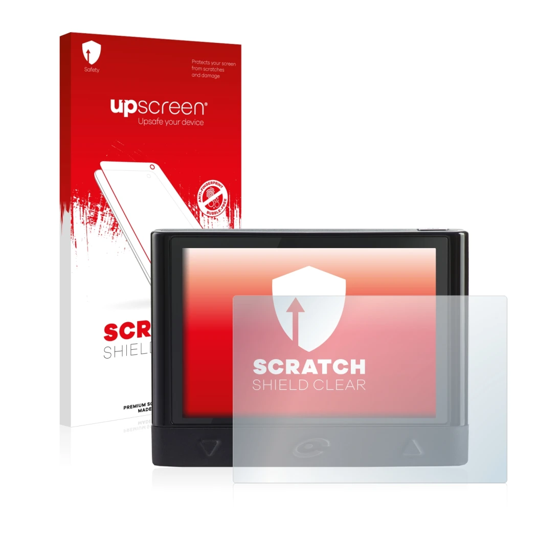 Face avant d’un emballage produit avec le logo de la marque upscreen. À côté, l’appareil Coyote Mini est représenté avec la pr